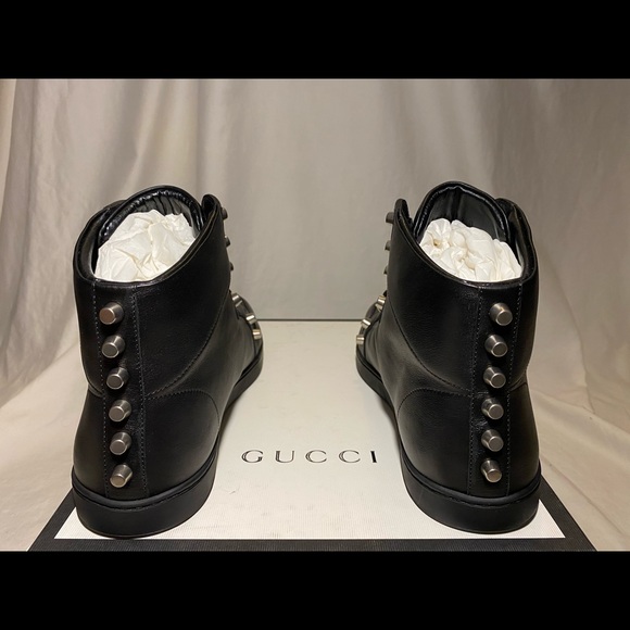 NEW $950 GUCCI BLACK SPIKE HIGH TOP SHOE SZ 10.5 G - Picture 5 of 6